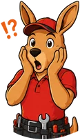 Pete the kangaroo looking shocked